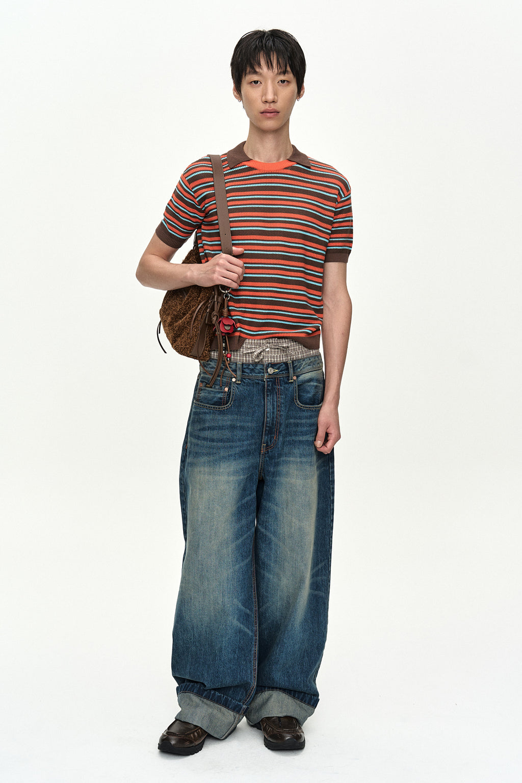 Andersson Bell - Stripe Layered Polo Sweater (Brown/Orange) product image 9 | TRAB K-Fashion Australia