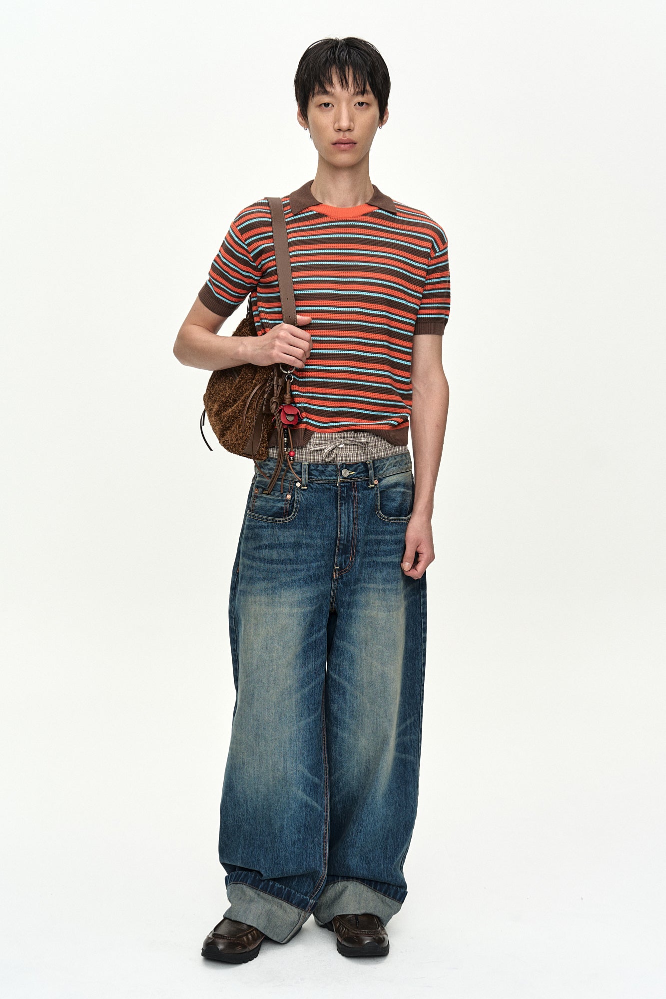 Andersson Bell - Stripe Layered Polo Sweater (Brown/Orange) product image 9 | TRAB K-Fashion Australia