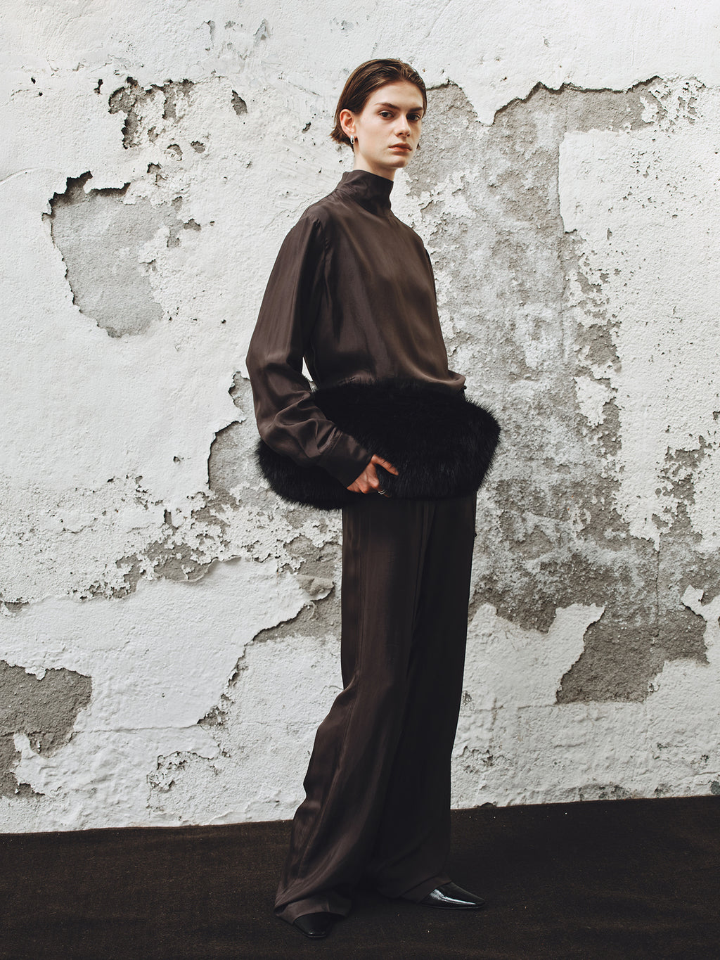 Tonywack - Liquid Flared Tailored Trousers (Grey Khaki) product image 6 | TRAB K-Fashion Australia