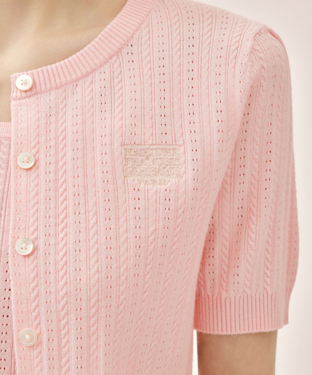 Marithe & Francois Girbaud - Small Classic Logo Half Knit Cardigan Set Up (Light Pink) product image 5 | TRAB K-Fashion Australia