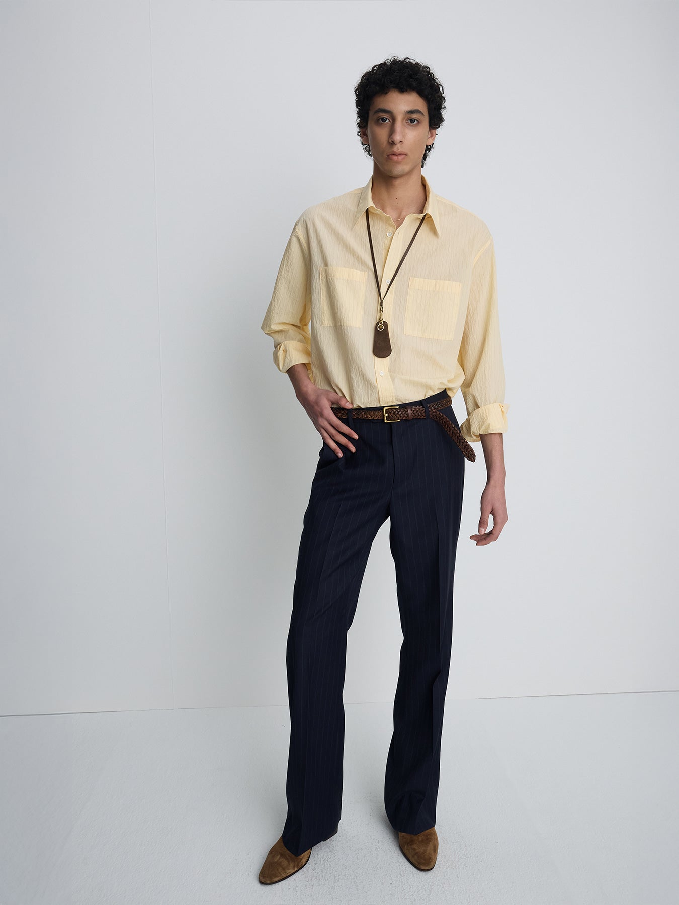 Tonywack - Pinstriped Cotton Blend Shirt (Pale Yellow) product image 10 | TRAB K-Fashion Australia