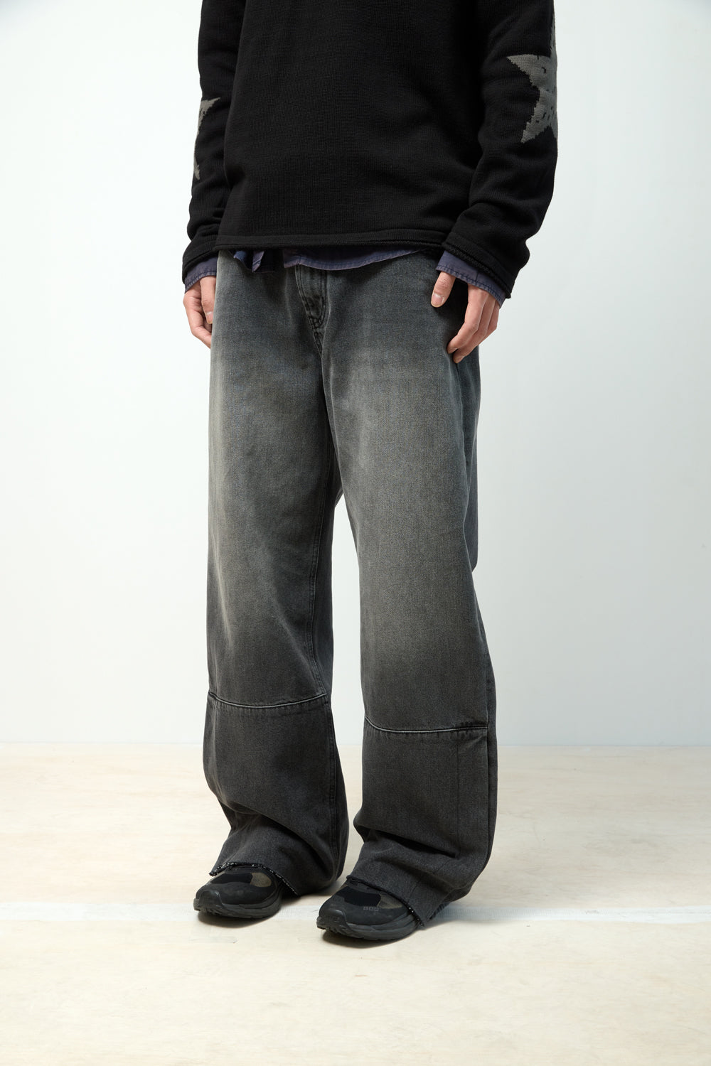Hatchingroom - Flare Button Jeans Washed (Black) product image 15 | TRAB K-Fashion Australia