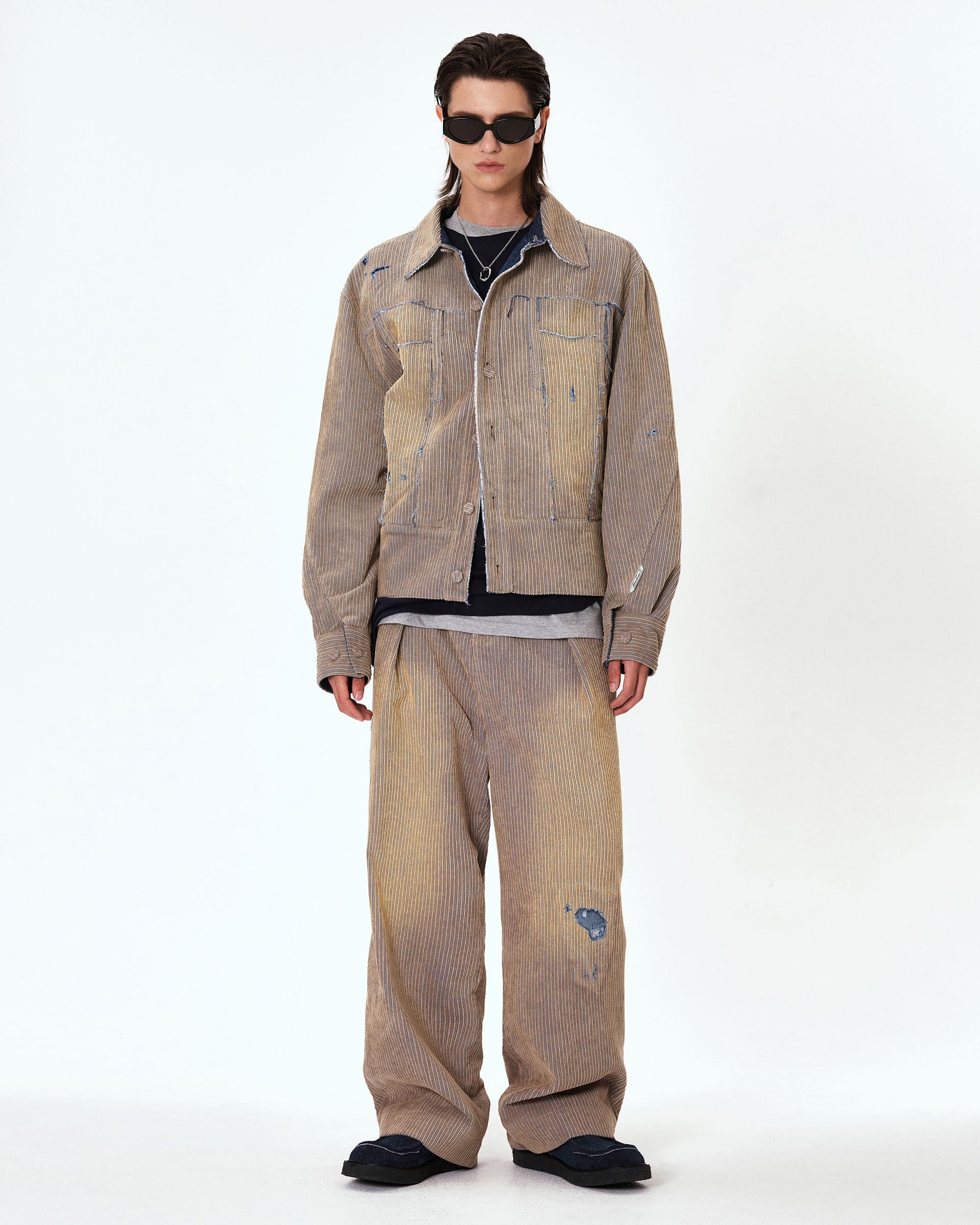 Ader Error - Carid aging trucker jacket (Beige) product image 1 | TRAB K-Fashion Australia