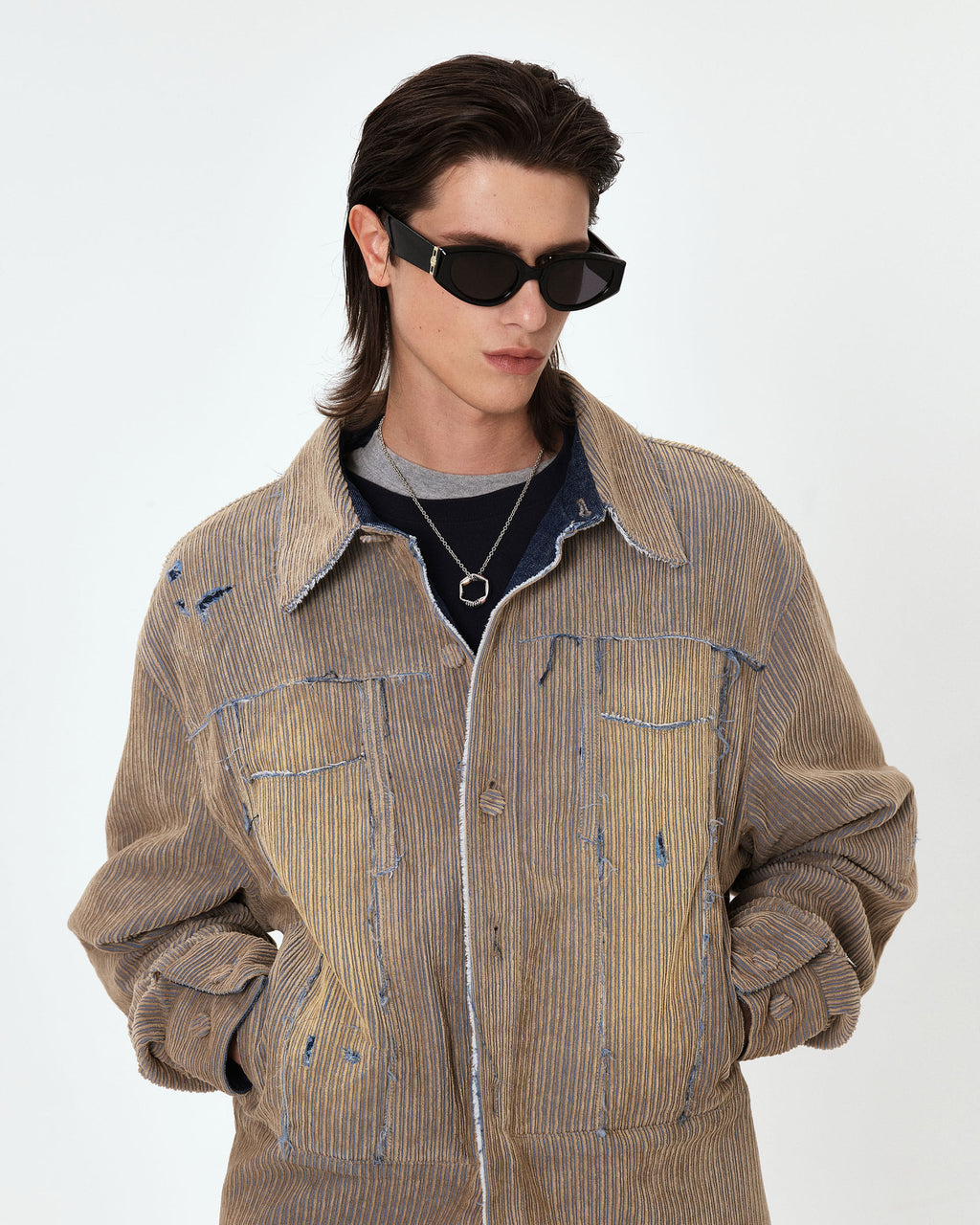 Ader Error - Carid aging trucker jacket (Beige) product image 2 | TRAB K-Fashion Australia
