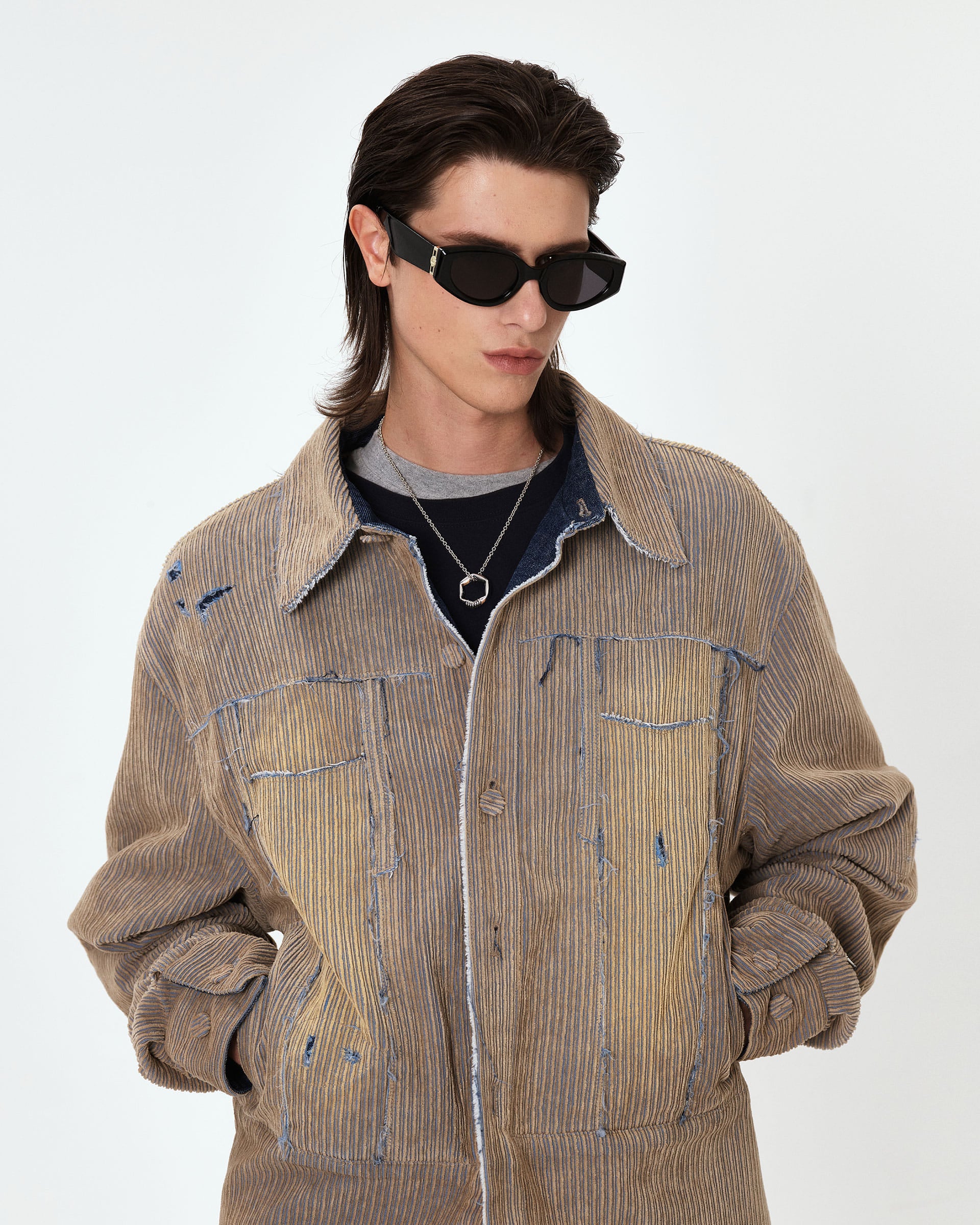 Ader Error - Carid aging trucker jacket (Beige) product image 2 | TRAB K-Fashion Australia