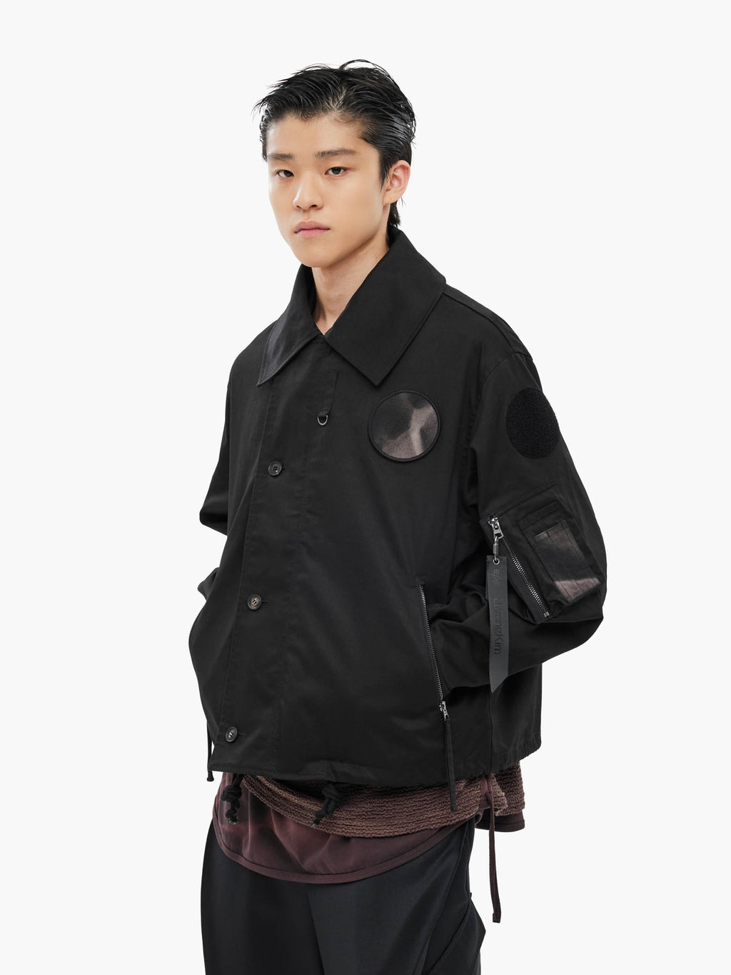 Jiyong Kim - Sun-Bleached Wide Collar Jacket (Black) product image 2 | TRAB K-Fashion Australia