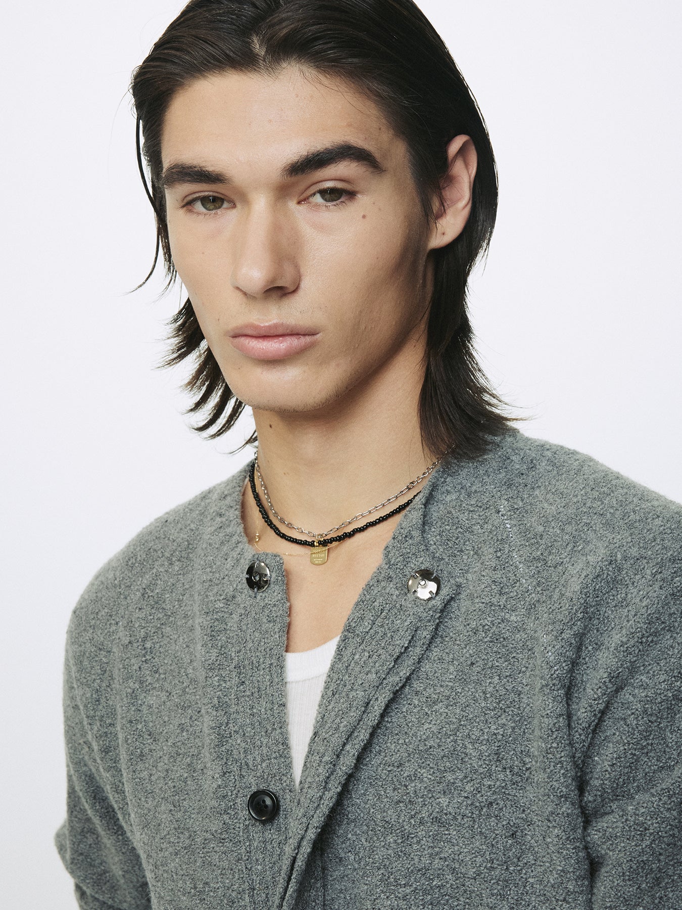 Tonywack - Placket Button Down Knit Cardigan (Melange Grey) product image 9 | TRAB K-Fashion Australia