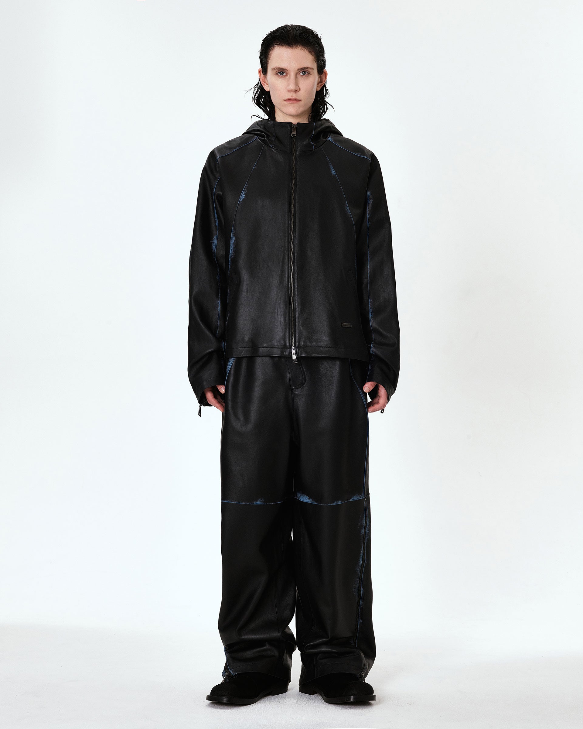 Ader Error - Burnid leather jacket (Noir) product image 3 | TRAB K-Fashion Australia