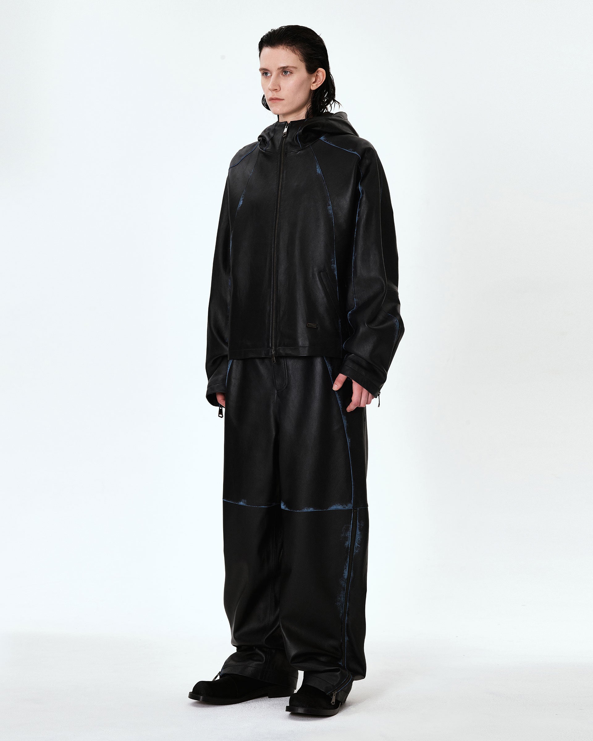 Ader Error - Burnid leather jacket (Noir) product image 4 | TRAB K-Fashion Australia