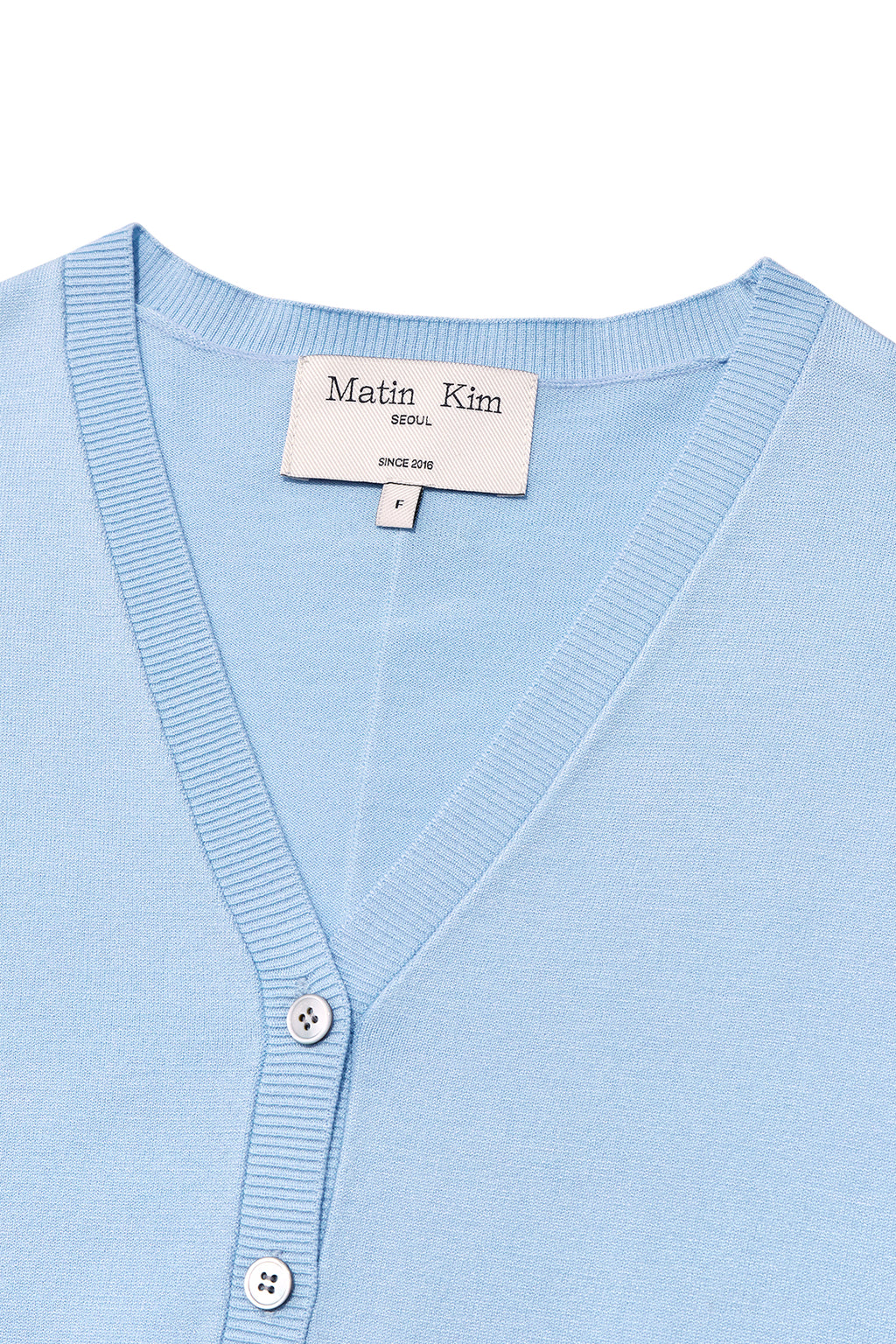 Matin Kim - Slit Detail Button Cardigan (Light Blue) product image 3 | TRAB K-Fashion Australia