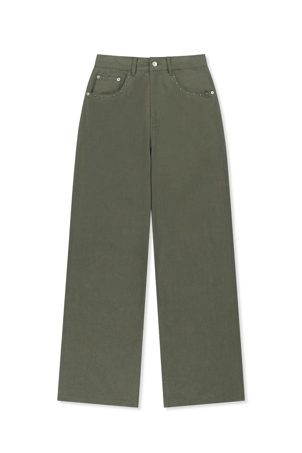 Matin Kim - Stud Point Color Denim Pants (Khaki) product image 1 | TRAB K-Fashion Australia