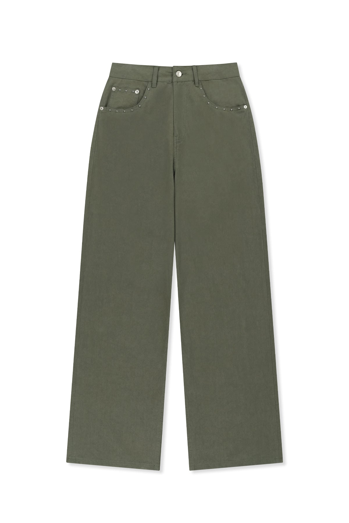 Matin Kim - Stud Point Color Denim Pants (Khaki) product image 1 | TRAB K-Fashion Australia
