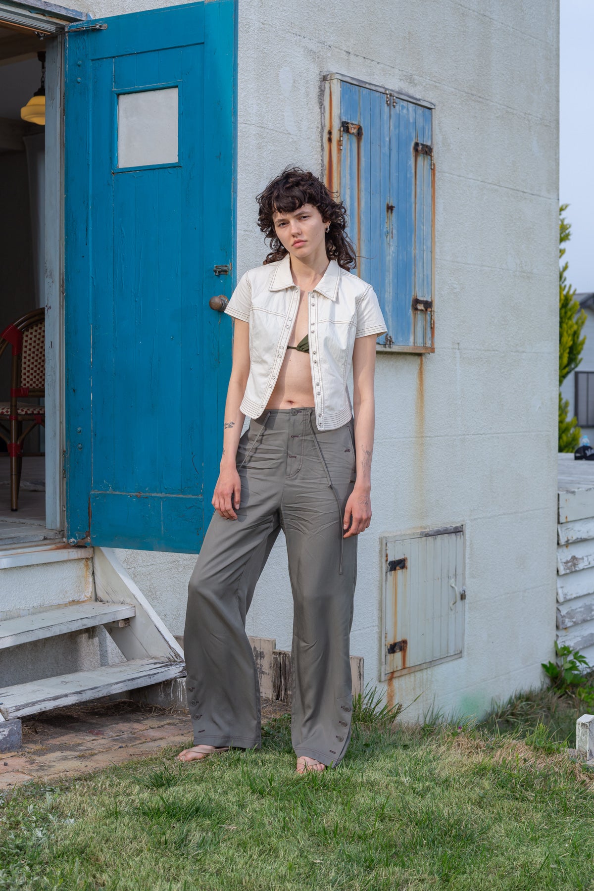 Matin Kim - Button Point String Wide Pants (Khaki) product image 8 | TRAB K-Fashion Australia