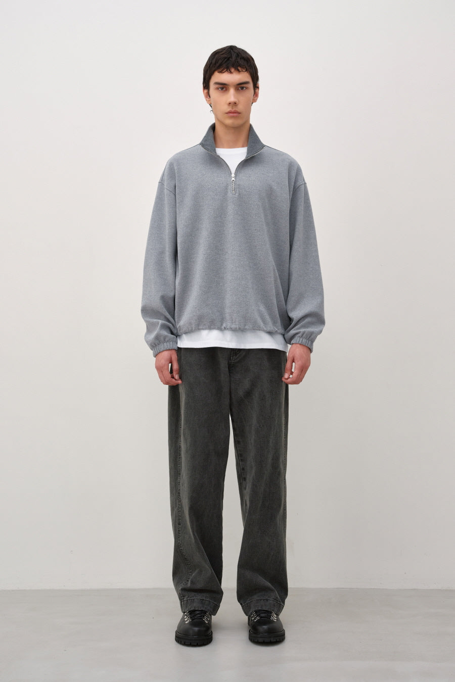 Insilence - Fleece Quarter Zip-Up (Light Grey) product image 1 | TRAB K-Fashion Australia