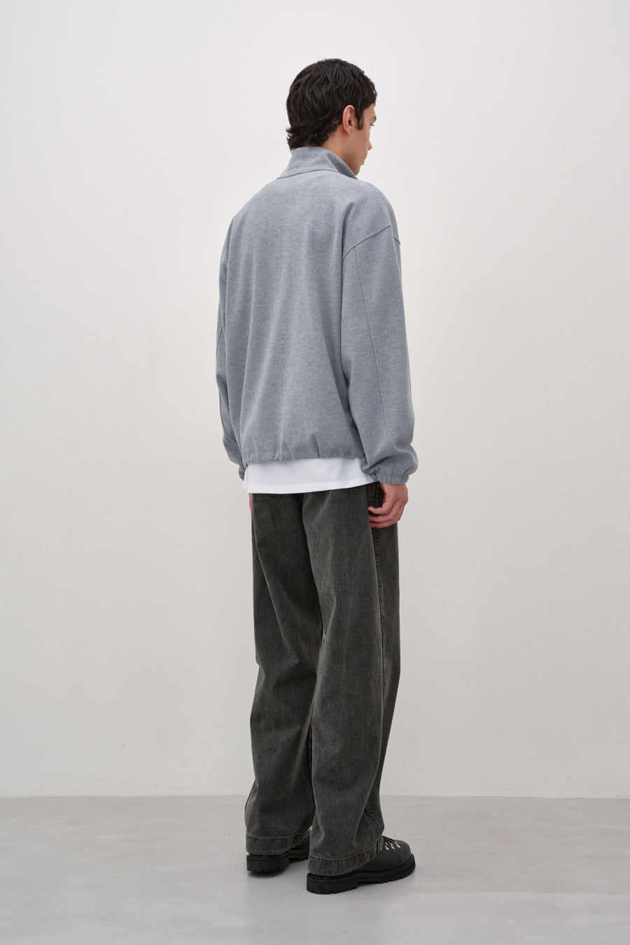 Insilence - Fleece Quarter Zip-Up (Light Grey) product image 6 | TRAB K-Fashion Australia