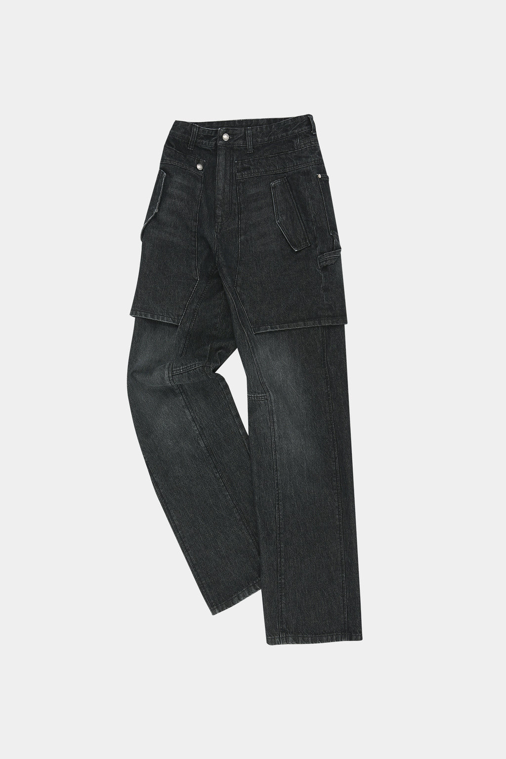 Andersson Bell - Unisex Raptor Layered Wide-Leg Jeans (Washed Black) product image 10 | TRAB K-Fashion Australia