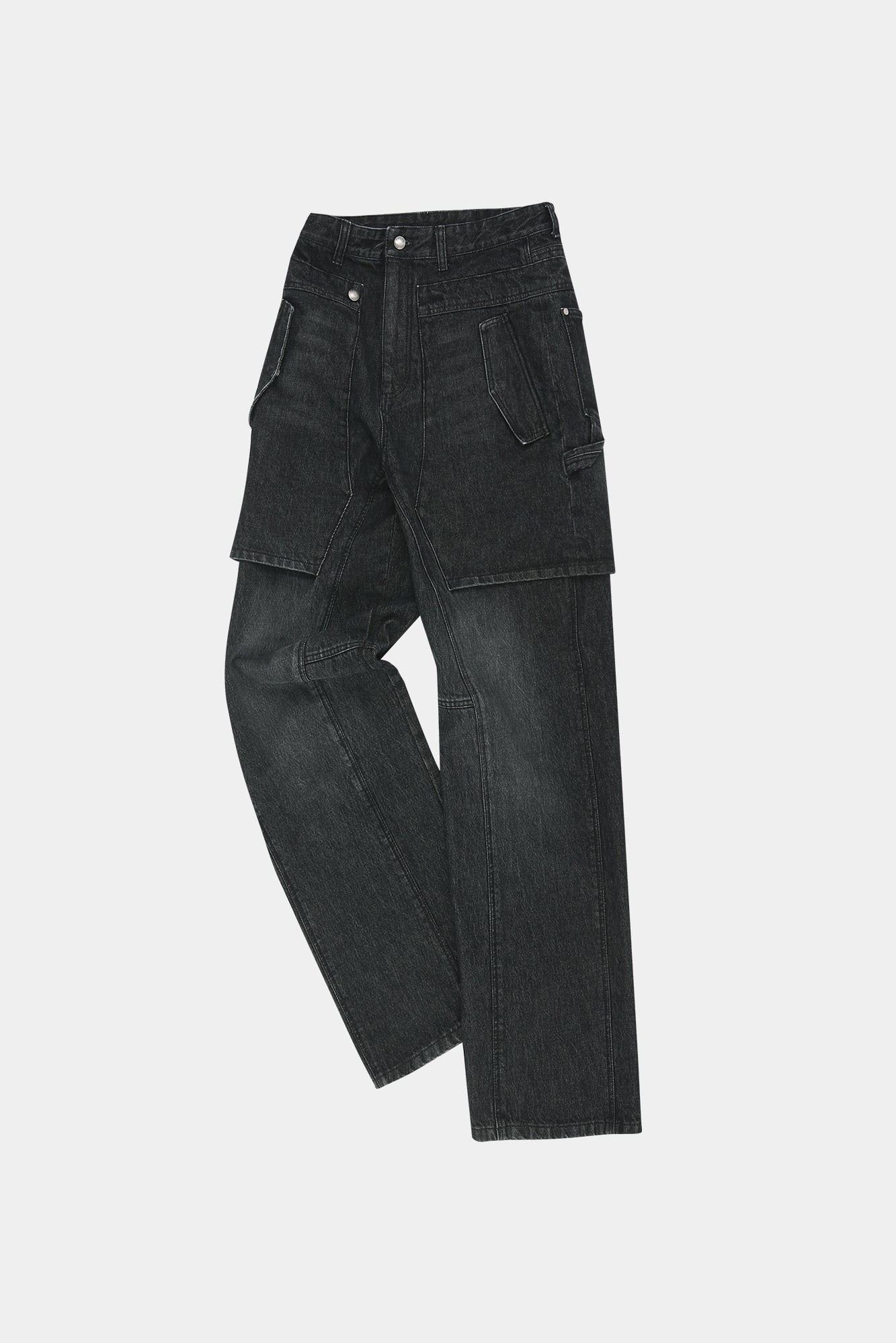 Andersson Bell - Unisex Raptor Layered Wide-Leg Jeans (Washed Black) product image 10 | TRAB K-Fashion Australia
