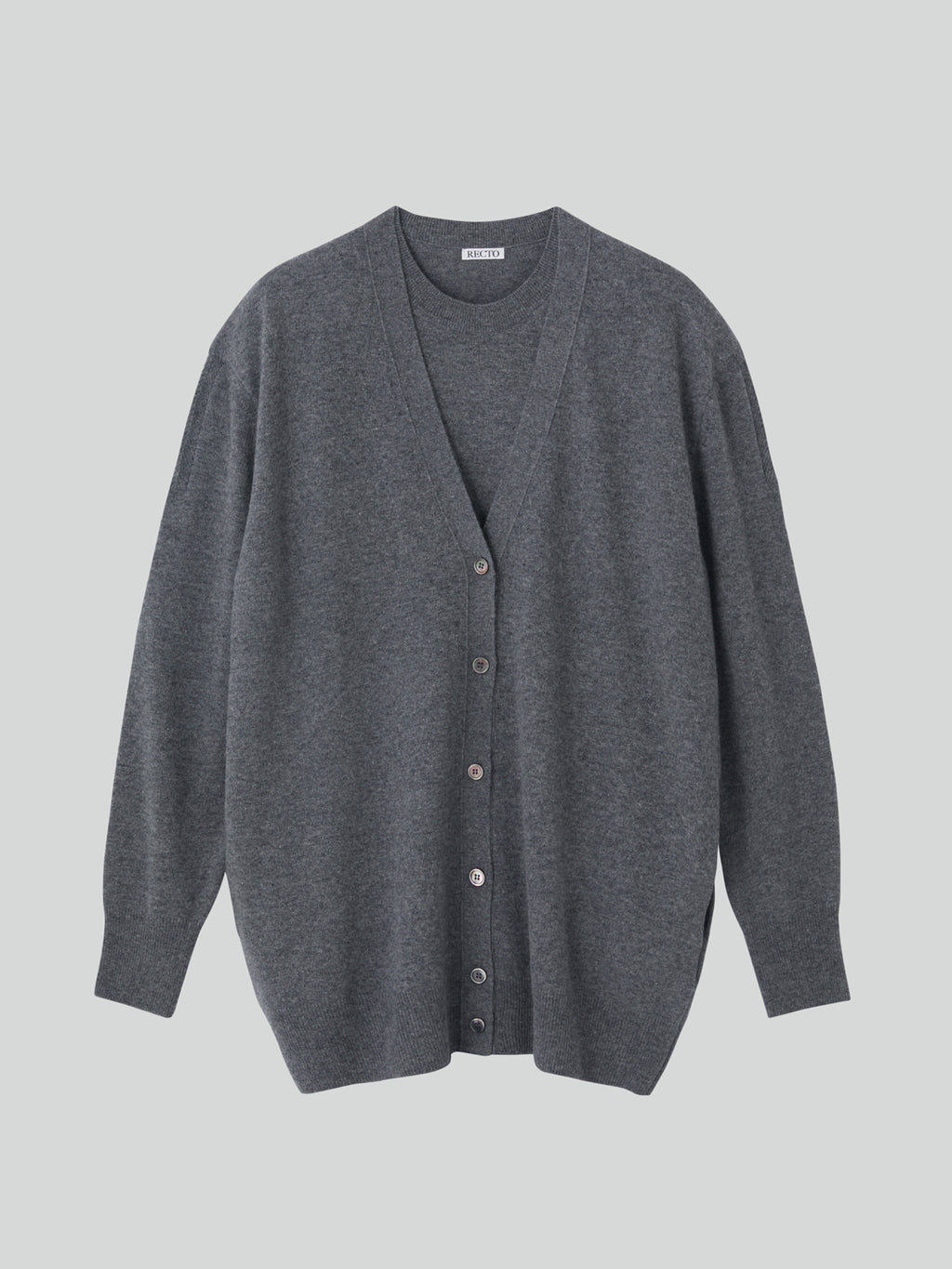 Recto - Layered Cardigan Knit Top (Melange Grey) product image 10 | TRAB K-Fashion Australia