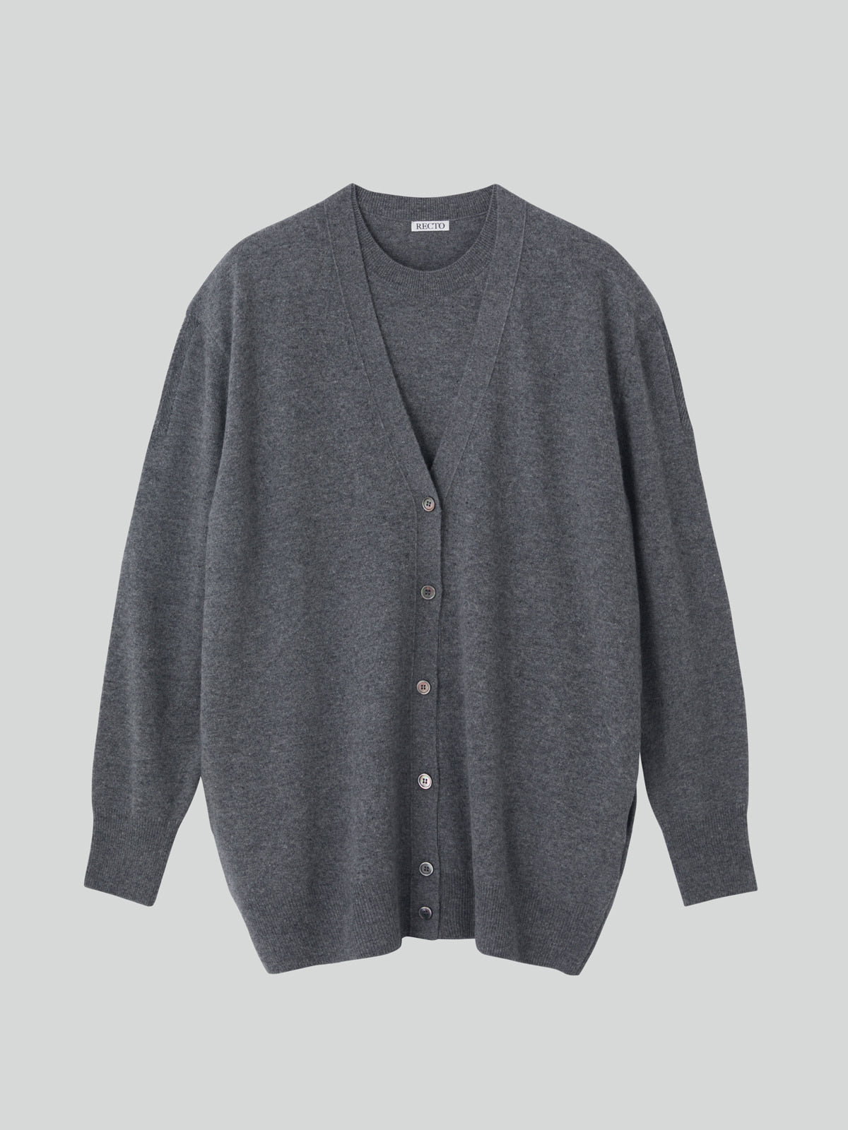 Recto - Layered Cardigan Knit Top (Melange Grey) product image 10 | TRAB K-Fashion Australia