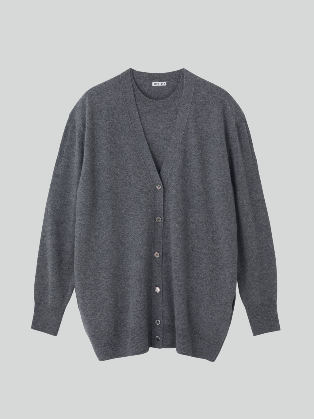 Recto - Layered Cardigan Knit Top (Melange Grey) product image 10 | TRAB K-Fashion Australia