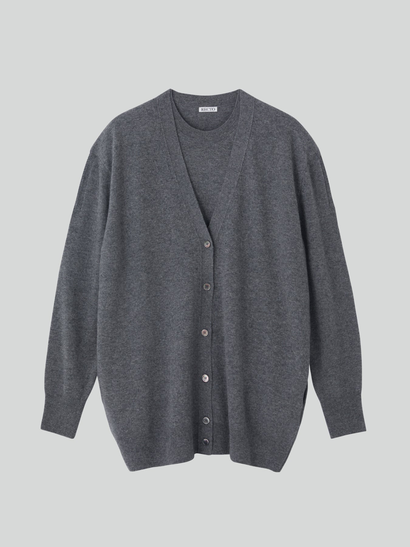 Recto - Layered Cardigan Knit Top (Melange Grey) product image 10 | TRAB K-Fashion Australia