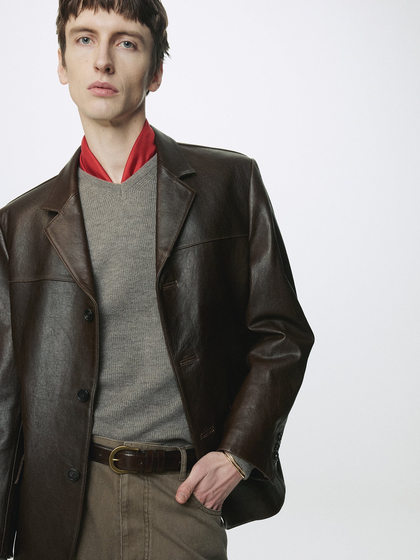 Tonywack - Vegetable Lamb Leather Blazer Jacket (Brown) product image 7 | TRAB K-Fashion Australia