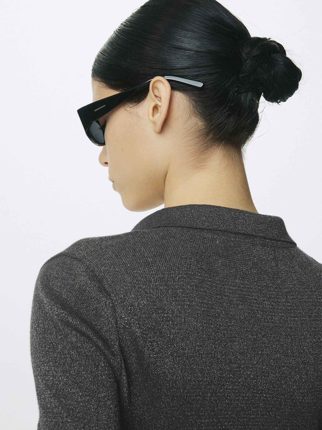 Tonywack - Glitter Ribbed Knit Polo Shirt (Charcoal) product image 9 | TRAB K-Fashion Australia
