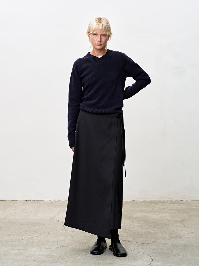 Tonywack - Wool Wrap Midi-Skirt (Dark Navy) product image 1 | TRAB K-Fashion Australia