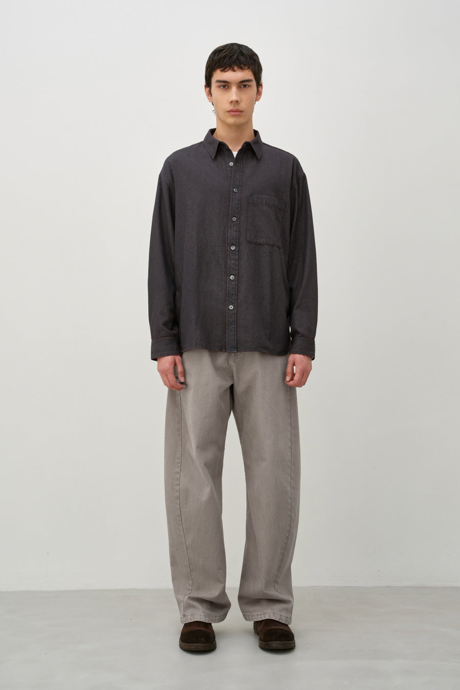 Insilence - Vintage Washed Denim Shirt (Rusty Brown) product image 2 | TRAB K-Fashion Australia