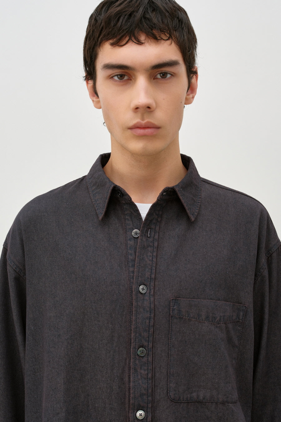 Insilence - Vintage Washed Denim Shirt (Rusty Brown) product image 1 | TRAB K-Fashion Australia