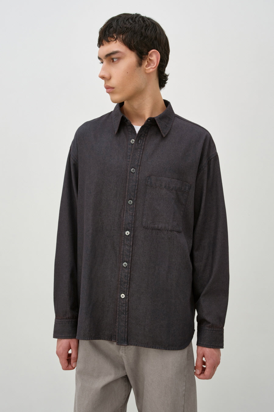 Insilence - Vintage Washed Denim Shirt (Rusty Brown) product image 4 | TRAB K-Fashion Australia