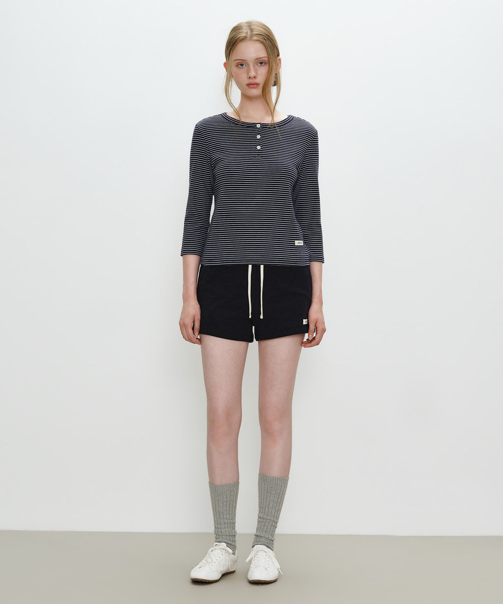 Marithe & Francois Girbaud - Basic Henley Neck 3/4 Sleeve (Navy) product image 4 | TRAB K-Fashion Australia