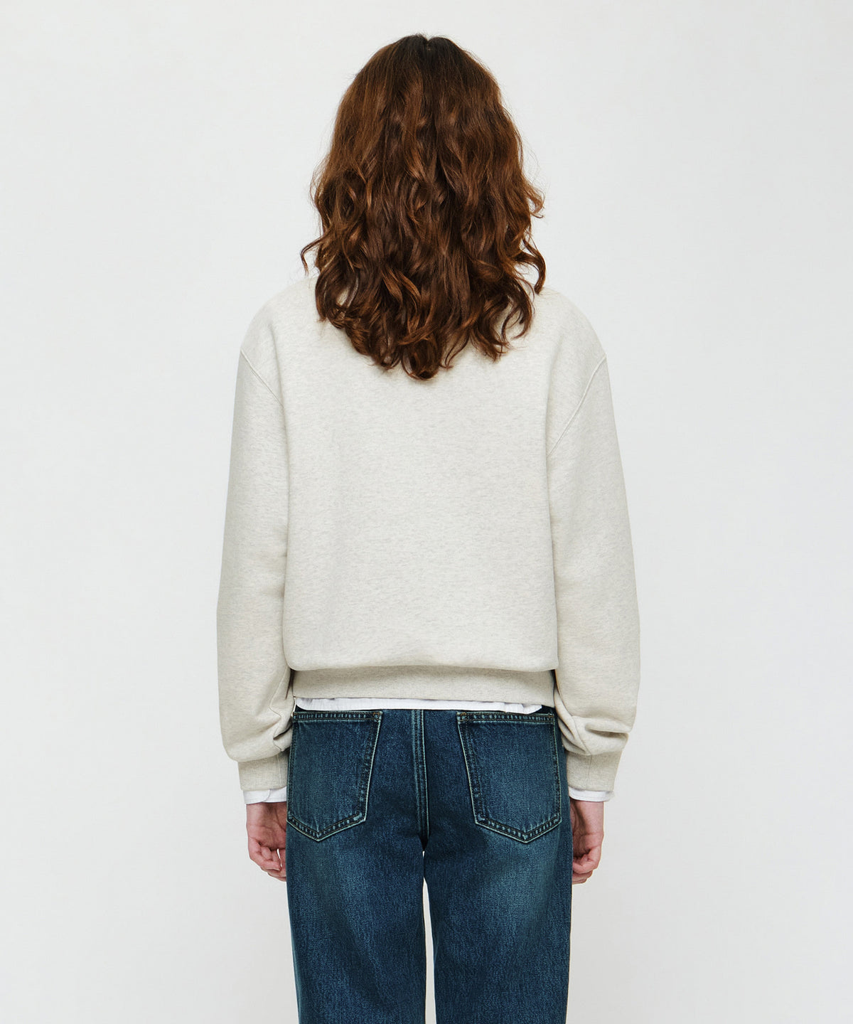 Marithe & Francois Girbaud - Small Classic Logo V Neck Balloon Sweatshirt (Oatmeal) product image 3 | TRAB K-Fashion Australia