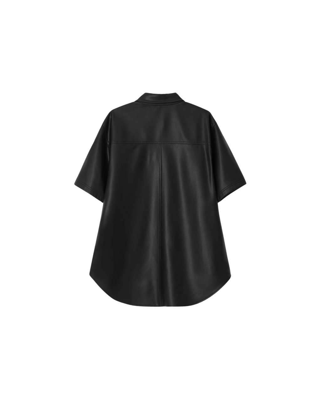 Kimhe Kim - Name Label Short Sleeve Vegan Leather Shirt (Black) product image 2 | TRAB K-Fashion Australia
