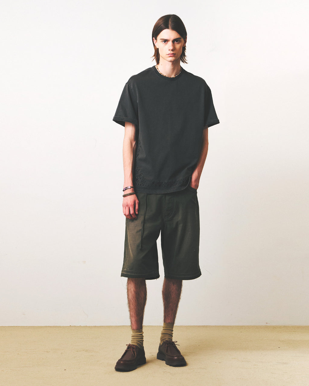 Eastlogue - Paisley Embroidered T-shirts (Pigment Charcoal) product image 3 | TRAB K-Fashion Australia