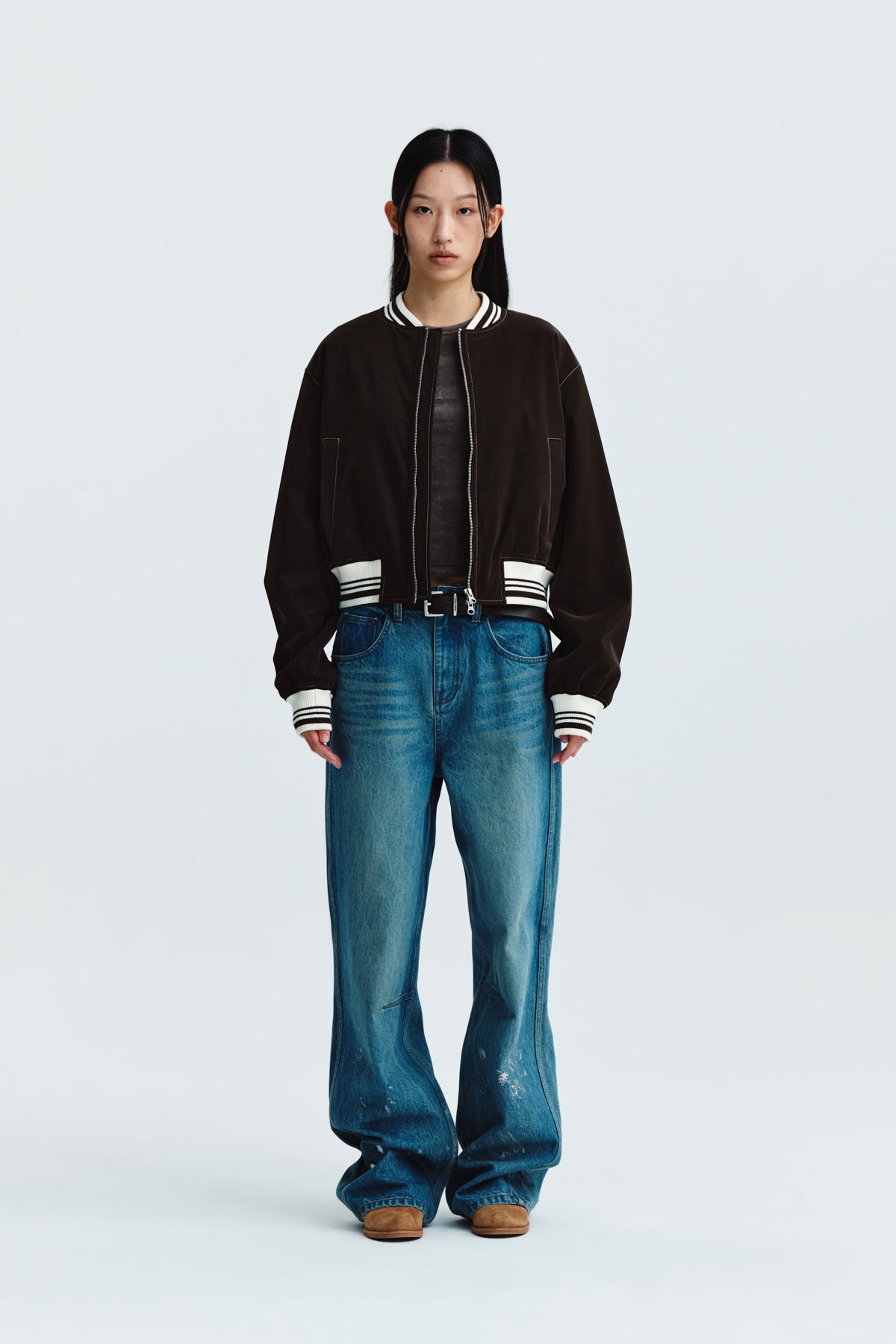 Matin Kim - Foil Detail Denim Baggy Pants (Blue) product image 5 | TRAB K-Fashion Australia