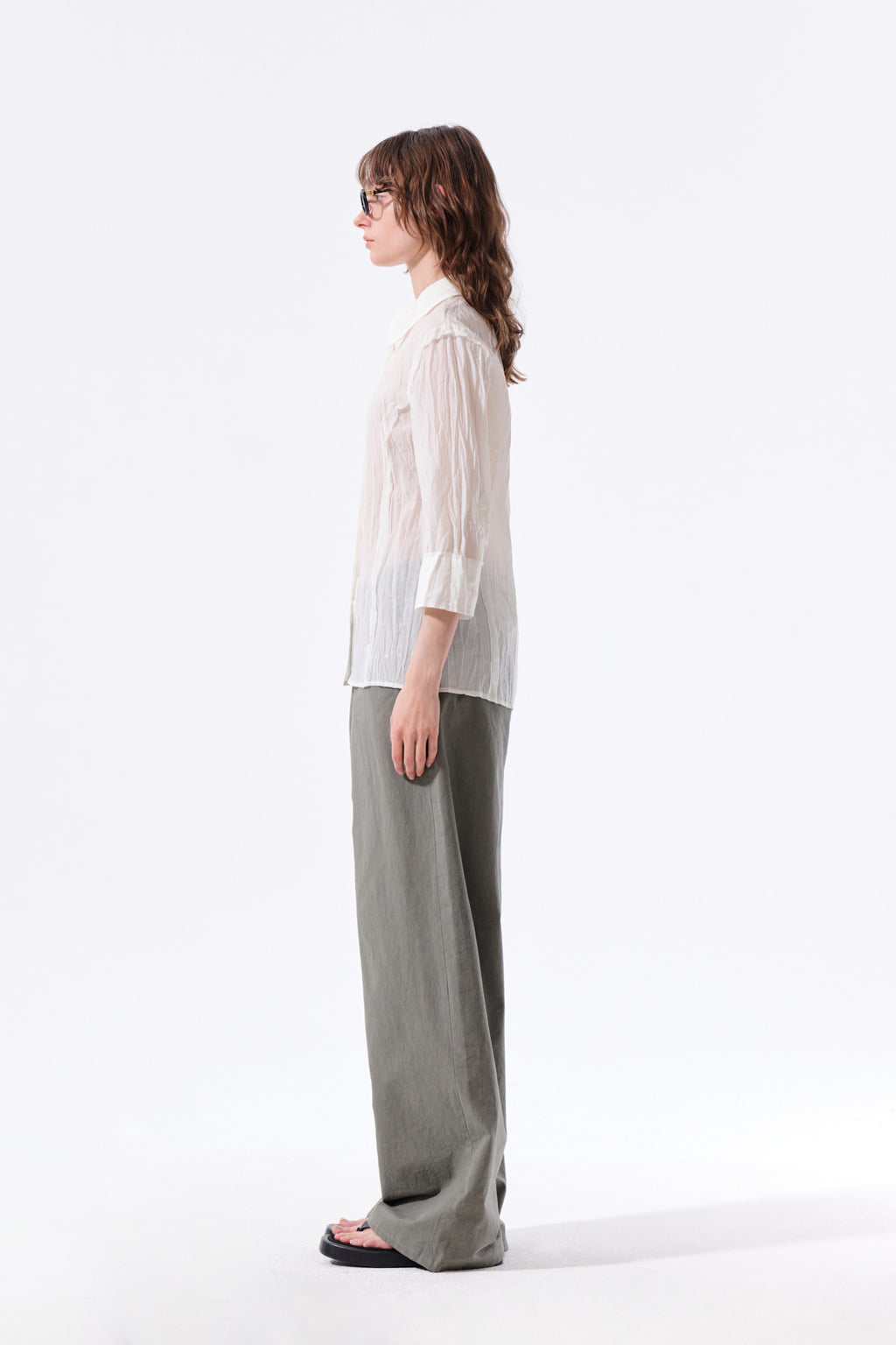 Matin Kim - Raw Edge Crinkle Blouse (Cream) product image 7 | TRAB K-Fashion Australia