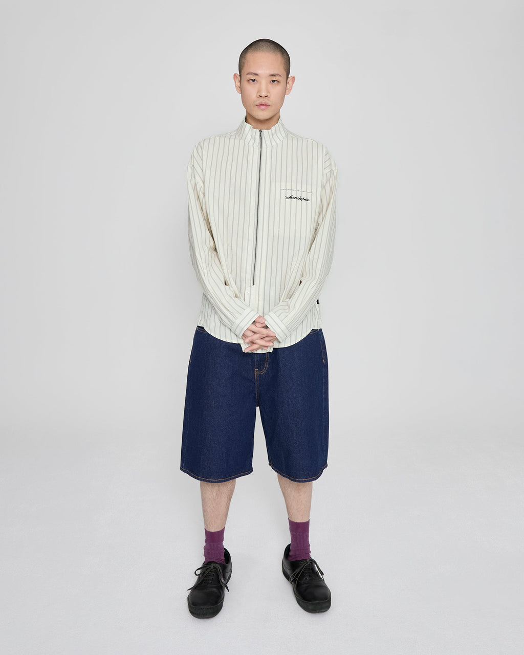 yeseyesee - Hi Neck Two Way Zip Up Shirt (White) product image 7 | TRAB K-Fashion Australia