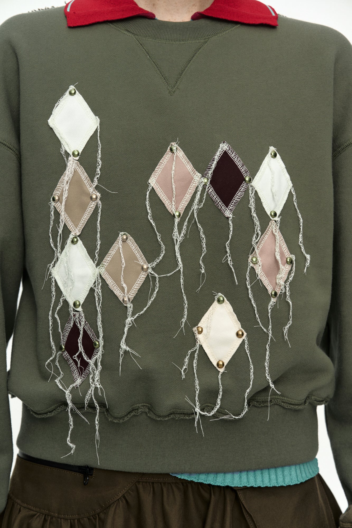Andersson Bell - (essential) Studded Argyle Patchwork Sweatshirt (Essential) product image 5 | TRAB K-Fashion Australia