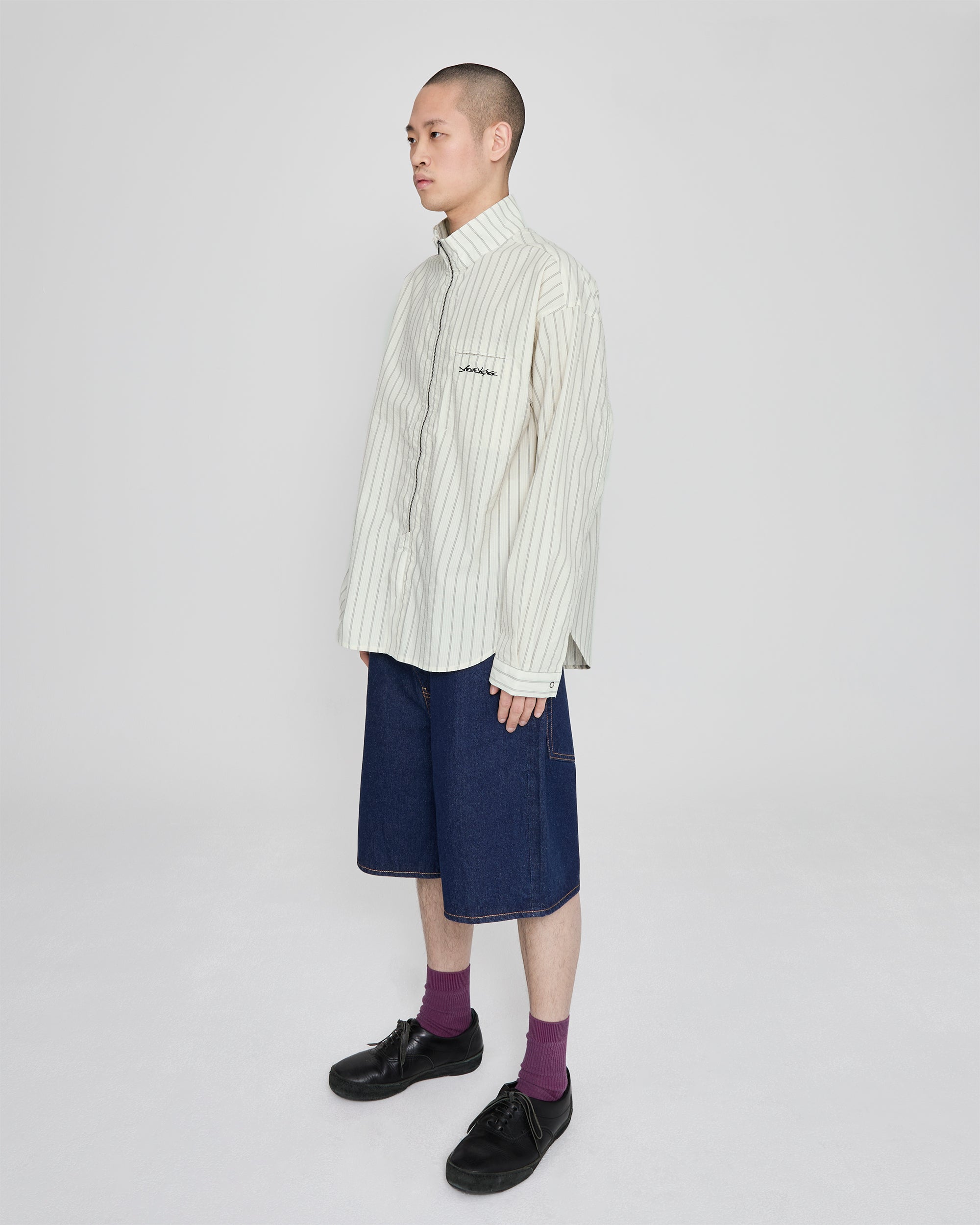 yeseyesee - Hi Neck Two Way Zip Up Shirt (White) product image 8 | TRAB K-Fashion Australia