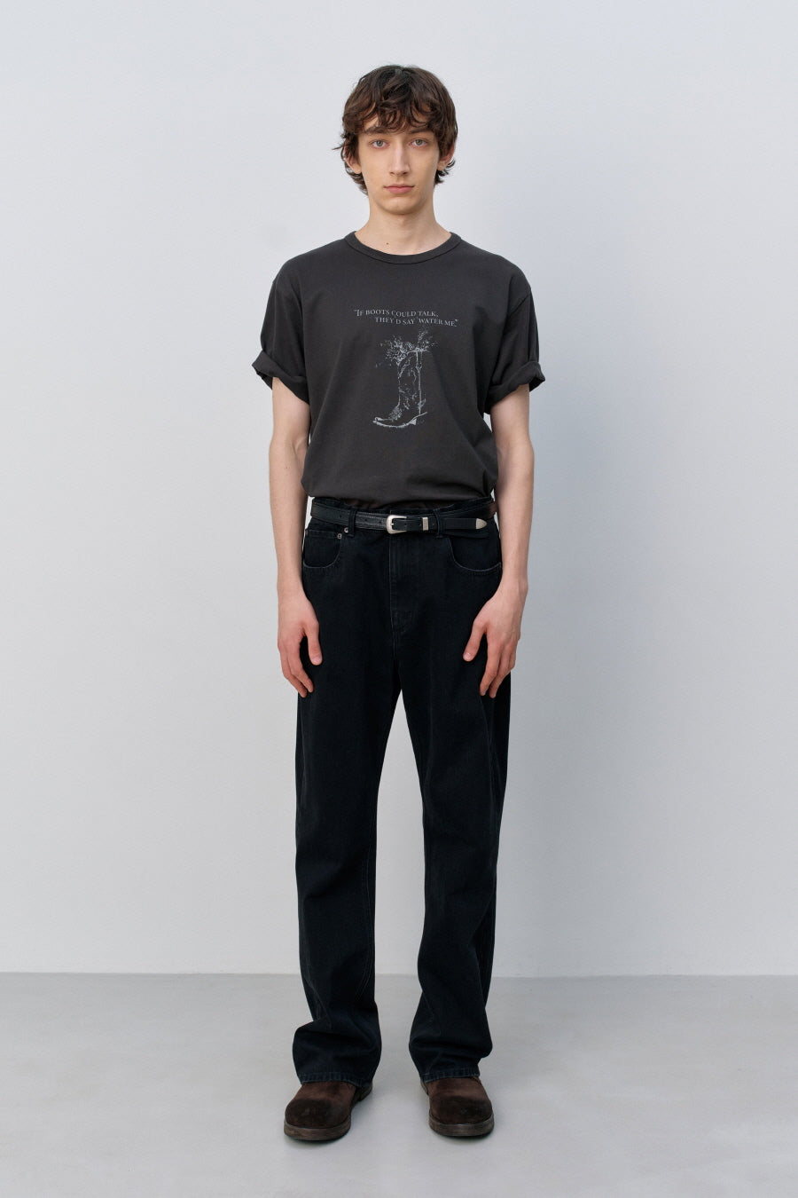 Insilence - Western Boots Graphic T-shirt (Vintage Black) product image 1 | TRAB K-Fashion Australia