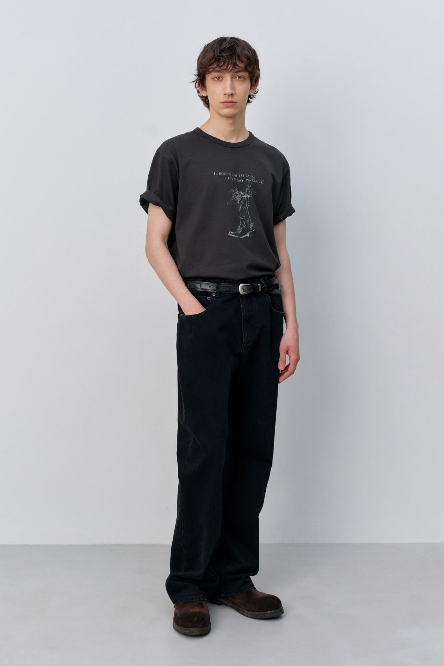 Insilence - Western Boots Graphic T-shirt (Vintage Black) product image 3 | TRAB K-Fashion Australia
