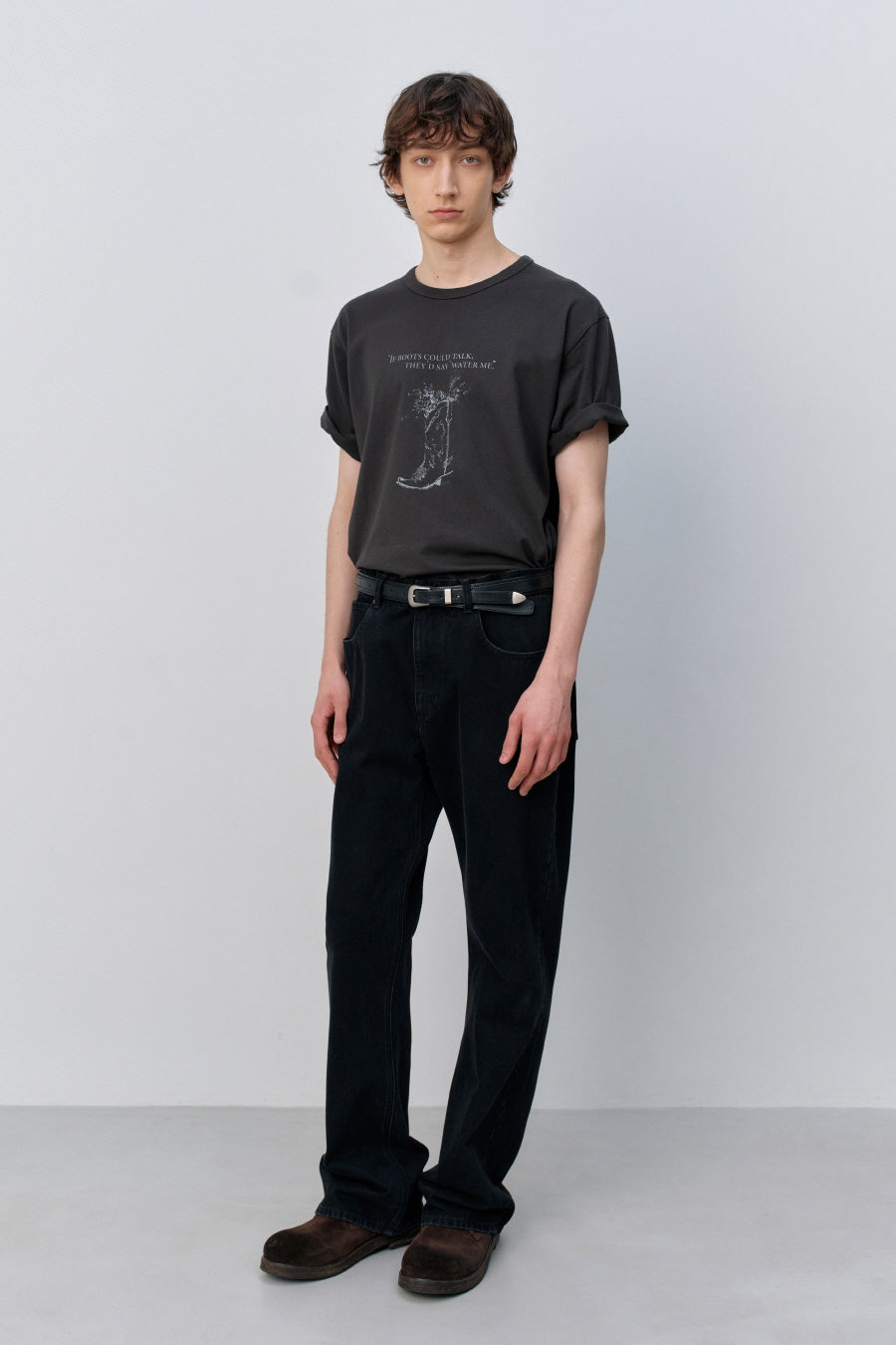 Insilence - Western Boots Graphic T-shirt (Vintage Black) product image 6 | TRAB K-Fashion Australia