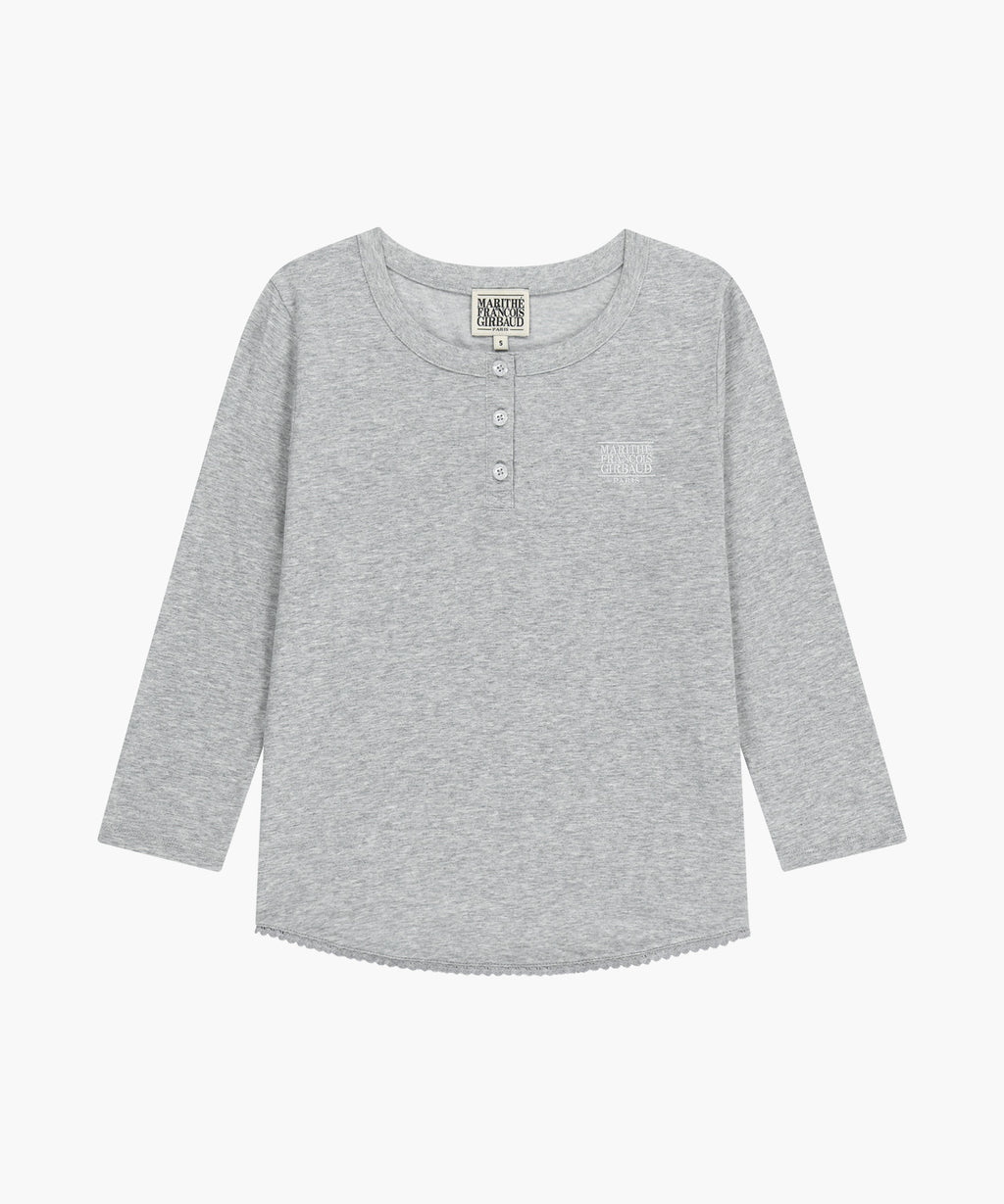 Marithe & Francois Girbaud - Small Classic Logo Henley Neck 3/4 Sleeve Tee (Heather Gray) product image 6 | TRAB K-Fashion Australia