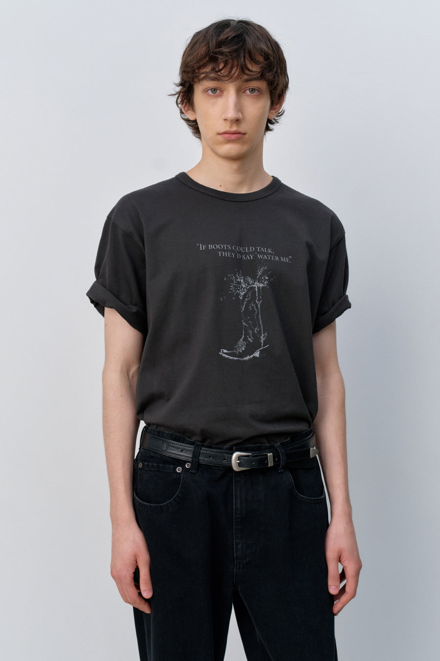 Insilence - Western Boots Graphic T-shirt (Vintage Black) product image 2 | TRAB K-Fashion Australia