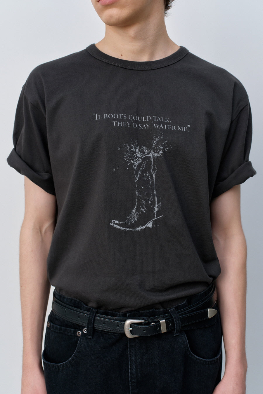 Insilence - Western Boots Graphic T-shirt (Vintage Black) product image 5 | TRAB K-Fashion Australia