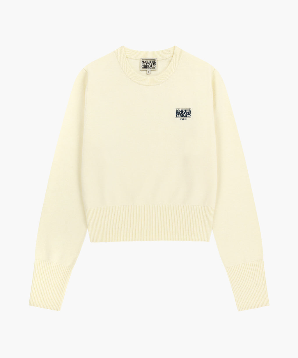 Marithe & Francois Girbaud - Small Classic Logo Crop Knit Pullover (Ivory) product image 8 | TRAB K-Fashion Australia