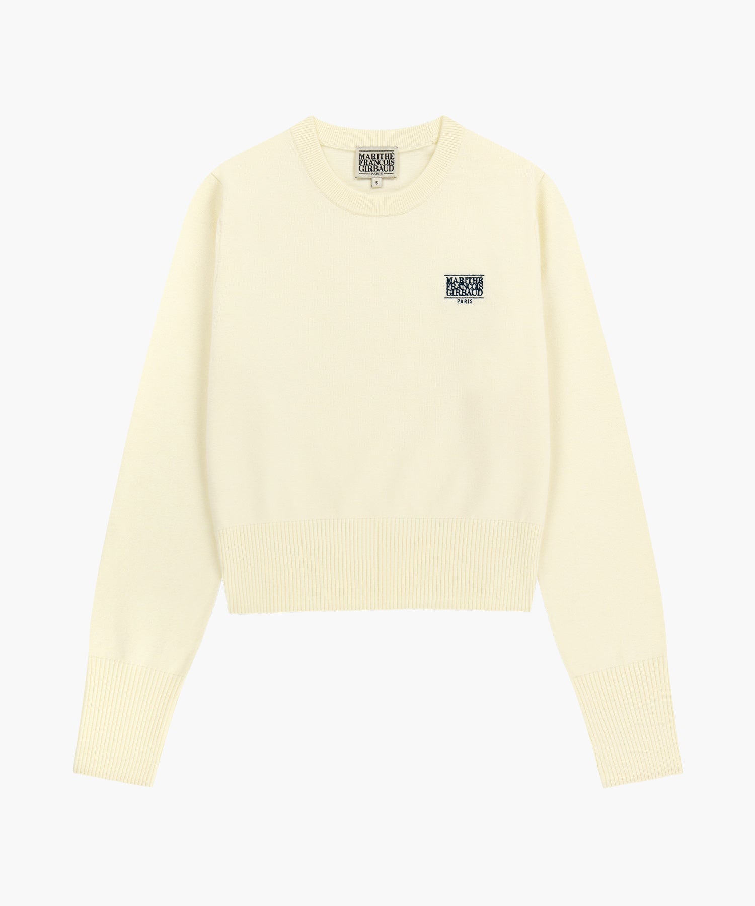 Marithe & Francois Girbaud - Small Classic Logo Crop Knit Pullover (Ivory) product image 8 | TRAB K-Fashion Australia