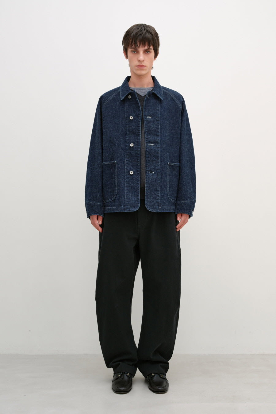 Insilence - Peach Denim Chore Jacket (Indigo) product image 3 | TRAB K-Fashion Australia