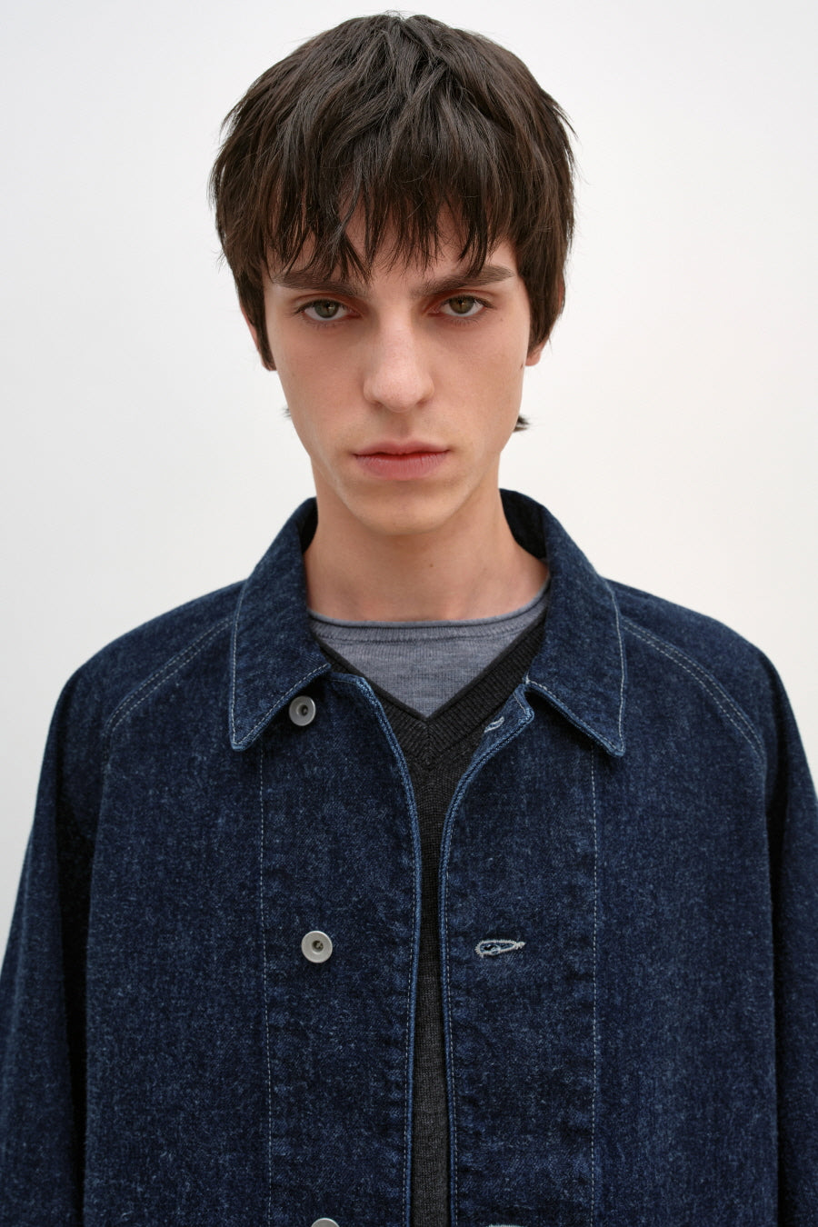 Insilence - Peach Denim Chore Jacket (Indigo) product image 2 | TRAB K-Fashion Australia